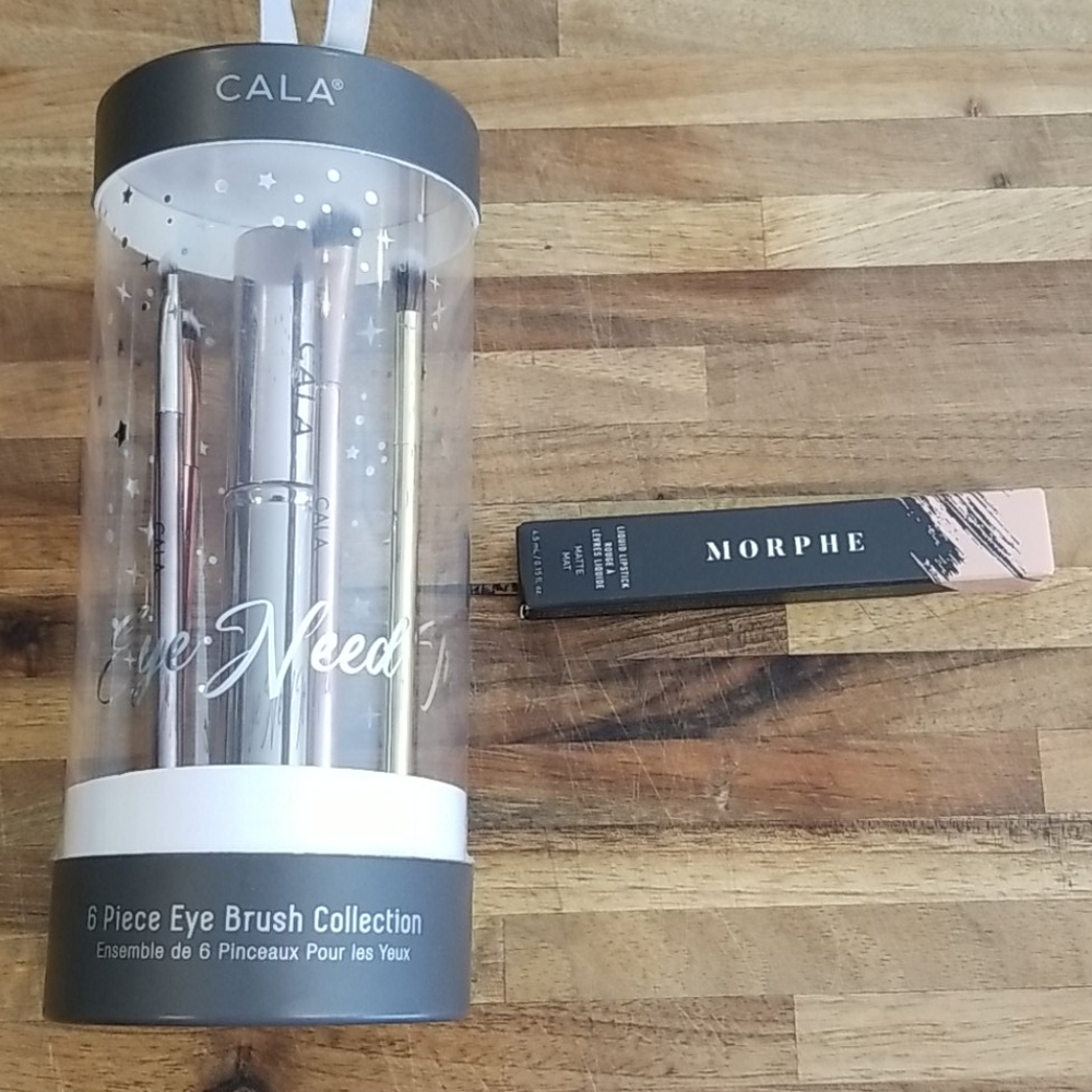 eye brush set and Morphe liquid lipstick